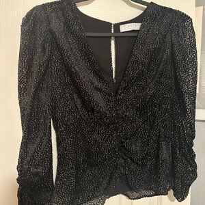 Astr Black Wrap Ruched Blouse